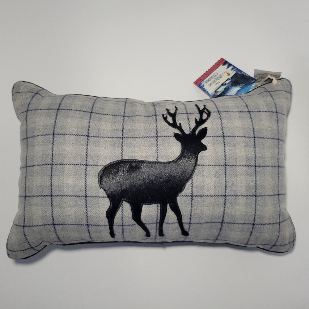 World Traveler Pillow with Black Leather Deer NWT
